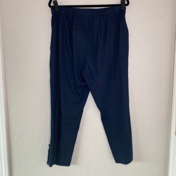 J. Jill Linen Stretch Navy Blue Straight Leg Pants Medium - Picture 10 of 11